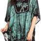 Sakkas Lynda Two Tone Batik Embroidered Palm Tree Peasant Top / Poncho