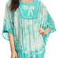 Sakkas Lynda Two Tone Batik Embroidered Palm Tree Peasant Top / Poncho