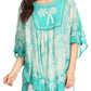 Sakkas Lynda Two Tone Batik Embroidered Palm Tree Peasant Top / Poncho