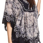Sakkas Lynda Two Tone Batik Embroidered Palm Tree Peasant Top / Poncho