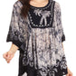 Sakkas Lynda Two Tone Batik Embroidered Palm Tree Peasant Top / Poncho