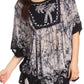 Sakkas Lynda Two Tone Batik Embroidered Palm Tree Peasant Top / Poncho
