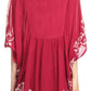 Sakkas Lynda Two Tone Batik Embroidered Palm Tree Peasant Top / Poncho