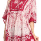 Sakkas Lynda Two Tone Batik Embroidered Palm Tree Peasant Top / Poncho