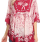 Sakkas Lynda Two Tone Batik Embroidered Palm Tree Peasant Top / Poncho