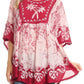 Sakkas Lynda Two Tone Batik Embroidered Palm Tree Peasant Top / Poncho