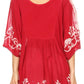 Sakkas Lynda Two Tone Batik Embroidered Palm Tree Peasant Top / Poncho