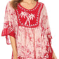 Sakkas Lynda Two Tone Batik Embroidered Palm Tree Peasant Top / Poncho