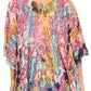 Sakkas Vanya Floral and Palm Tree Batik Circle Top with Sequins and Embroidery