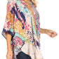 Sakkas Vanya Floral and Palm Tree Batik Circle Top with Sequins and Embroidery
