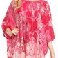 Sakkas Vanya Floral and Palm Tree Batik Circle Top with Sequins and Embroidery