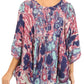 Sakkas Vanya Floral and Palm Tree Batik Circle Top with Sequins and Embroidery