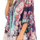 Sakkas Vanya Floral and Palm Tree Batik Circle Top with Sequins and Embroidery