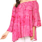 Sakkas Flora Watercolor Tie Dye Double Bell Sleeve Raglan Blouse