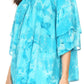 Sakkas Flora Watercolor Tie Dye Double Bell Sleeve Raglan Blouse