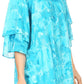 Sakkas Flora Watercolor Tie Dye Double Bell Sleeve Raglan Blouse