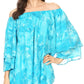 Sakkas Flora Watercolor Tie Dye Double Bell Sleeve Raglan Blouse