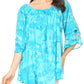 Sakkas Flora Watercolor Tie Dye Double Bell Sleeve Raglan Blouse
