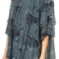 Sakkas Flora Watercolor Tie Dye Double Bell Sleeve Raglan Blouse