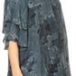Sakkas Flora Watercolor Tie Dye Double Bell Sleeve Raglan Blouse