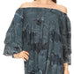 Sakkas Flora Watercolor Tie Dye Double Bell Sleeve Raglan Blouse