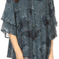 Sakkas Flora Watercolor Tie Dye Double Bell Sleeve Raglan Blouse