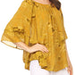 Sakkas Flora Watercolor Tie Dye Double Bell Sleeve Raglan Blouse