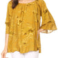 Sakkas Flora Watercolor Tie Dye Double Bell Sleeve Raglan Blouse