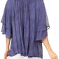 Sakkas Flora Watercolor Tie Dye Double Bell Sleeve Raglan Blouse