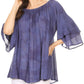 Sakkas Flora Watercolor Tie Dye Double Bell Sleeve Raglan Blouse