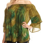 Sakkas Alania Watercolor Tie Dye Double Bell Sleeve Raglan Blouse