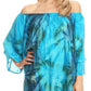 Sakkas Alania Watercolor Tie Dye Double Bell Sleeve Raglan Blouse