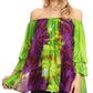 Sakkas Alania Watercolor Tie Dye Double Bell Sleeve Raglan Blouse