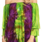 Sakkas Alania Watercolor Tie Dye Double Bell Sleeve Raglan Blouse