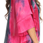 Sakkas Alania Watercolor Tie Dye Double Bell Sleeve Raglan Blouse