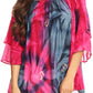 Sakkas Alania Watercolor Tie Dye Double Bell Sleeve Raglan Blouse