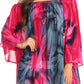 Sakkas Alania Watercolor Tie Dye Double Bell Sleeve Raglan Blouse