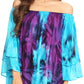 Sakkas Alania Watercolor Tie Dye Double Bell Sleeve Raglan Blouse