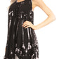 Sakkas Priya Sleeveless Tie Dye Handkerchief Hem Tunic with Smocked Racerback