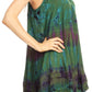 Sakkas Priya Sleeveless Tie Dye Handkerchief Hem Tunic with Smocked Racerback