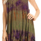 Sakkas Priya Sleeveless Tie Dye Handkerchief Hem Tunic with Smocked Racerback