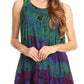 Sakkas Priya Sleeveless Tie Dye Handkerchief Hem Tunic with Smocked Racerback