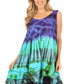 Sakkas Priya Sleeveless Tie Dye Handkerchief Hem Tunic with Smocked Racerback