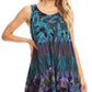 Sakkas Priya Sleeveless Tie Dye Handkerchief Hem Tunic with Smocked Racerback