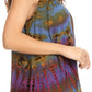 Sakkas Sana Tie Dye Sleeveless Embroidered V-Neck Tank Tunic Top Blouse / Cover Up