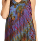 Sakkas Sana Tie Dye Sleeveless Embroidered V-Neck Tank Tunic Top Blouse / Cover Up