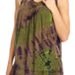 Sakkas Sana Tie Dye Sleeveless Embroidered V-Neck Tank Tunic Top Blouse / Cover Up
