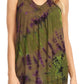 Sakkas Sana Tie Dye Sleeveless Embroidered V-Neck Tank Tunic Top Blouse / Cover Up