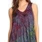 Sakkas Sana Tie Dye Sleeveless Embroidered V-Neck Tank Tunic Top Blouse / Cover Up