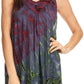 Sakkas Sana Tie Dye Sleeveless Embroidered V-Neck Tank Tunic Top Blouse / Cover Up